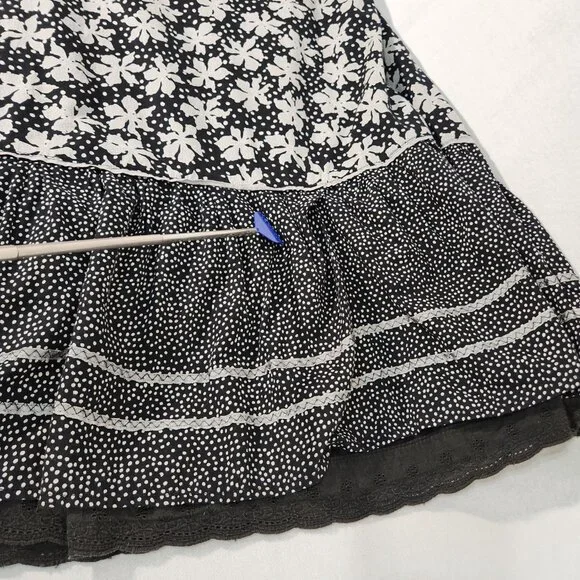 Vintage SOYA Cottagecore Flounce Black/Gray 2-Printed Skirt Size 40/8 Exc. Cond. - Picture 11 of 16